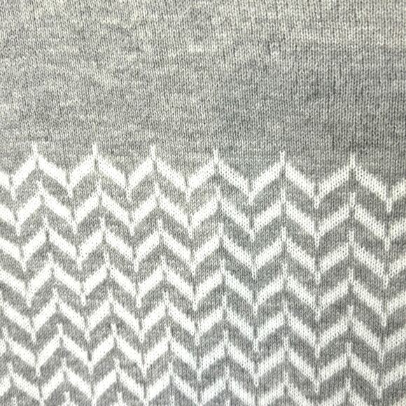 Aspen Wms XS Gray White Chevron Mock Neck Tunic Sweater Academia Minimalist Cozy - Picture 4 of 6